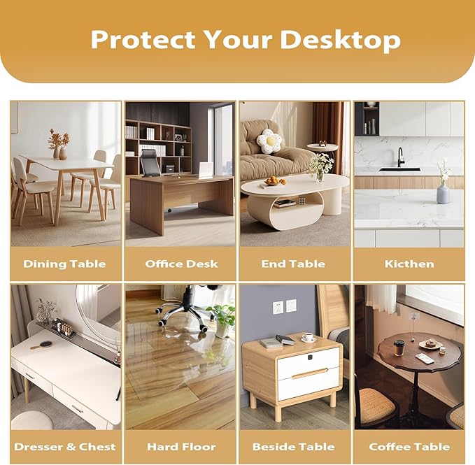 Clear Table Protector 40 x 60 Inch, 1.9mm Thick Waterproof PVC Plastic Table Cover, Durable Table Pad for Dining Room, Kitchen, Writing Desk, and Coffee Tables
