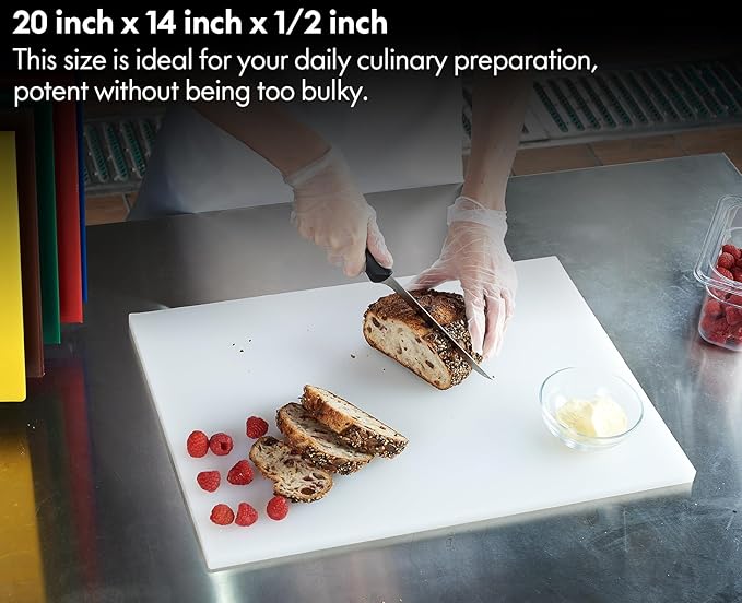 CURTA 2 Pack Cutting Boards for Kitchen, 20" x 14" x 0.5" White Coded Plastic Commercial Chopping Board with Anti Slip Surface Dishwasher Safe