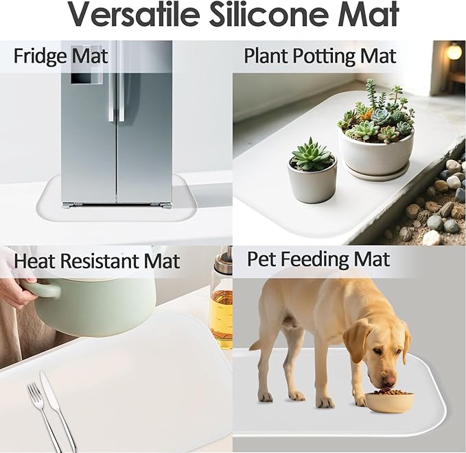 Silicone Coffee Maker Mat with Lip, 24'' x 16'' Heavy Duty Coffee Maker Mat for Countertops, Coffee Tray Fit Under Coffee Machine Appliance Automatic Machines Espresso Accessory, Translucent