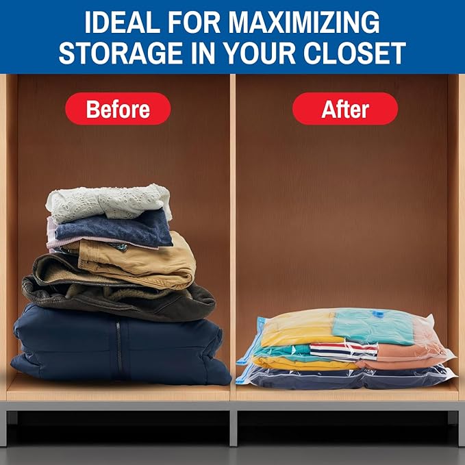 Spacesaver 2 Pack Jumbo Vacuum Storage Bags for Blankets & Clothes – Jumbo Vacuum Sealed Compression Bags with Hand Pump – Space Saver Storage Bags for Bedding, Moving, Travel & Organization