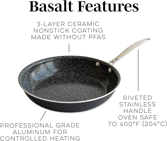 Nordic Ware Basalt Aluminum Saute Skillet, 10-Inch, Ceramic Coating