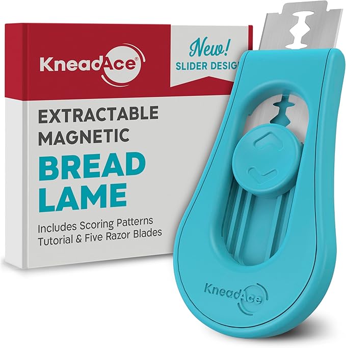 KneadAce Upgraded Extractable & Magnetic Bread Lame Dough Scoring Tool - Professional Sourdough scoring tool for Sourdough Bread baking & Bread Making Tools - Scoring Patterns booklet & 5 Razor Blades
