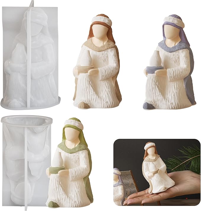 Silicone Born Jesus Nativity Scene Mold - Silicone Resin Casting Molds for Candle & Resin & Soap Craft Supplies