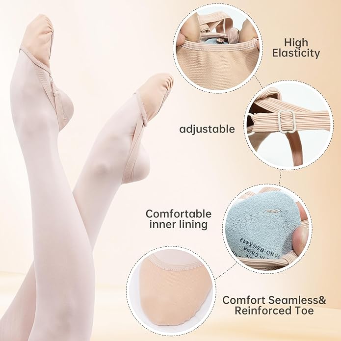 Half Soles Dance Shoes for Women Girls Men Lyrical Pirouette Ballet Canvas Shoes Turners Dance Shoes for Contemporary (Girls/Boys/Men/Adult)