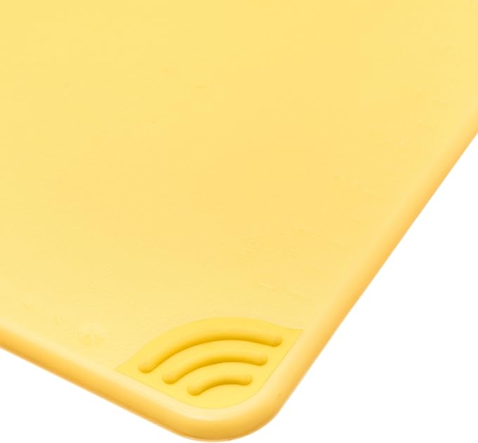 San Jamar Saf-T-Grip Plastic Cutting Board with Safety Hook, 12" x 18" x 0.5", Yellow, (Pack of 6)