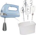 Hamilton Beach 6-Speed Electric Hand Mixer with Whisk, Dough Hooks and Easy Clean Beaters, Powerful 275 Watt Motor, Snap-On Storage Case, Blue