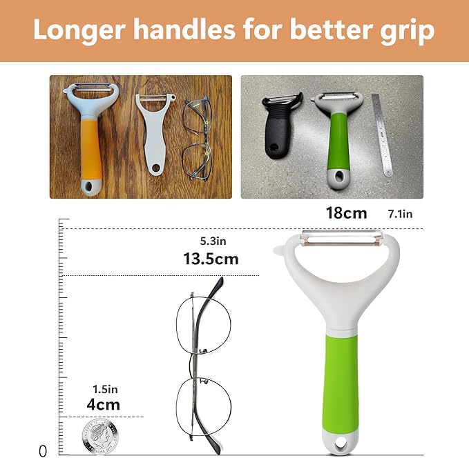 Li&Zhao Vegetable Peelers - Potato Peelers Fruit Peeler Veggie Peeler Carrot Peeler Apple Peeler Garlic Peeler for Kitchen Julienne Peeler, Dishwasher Safe(Green)