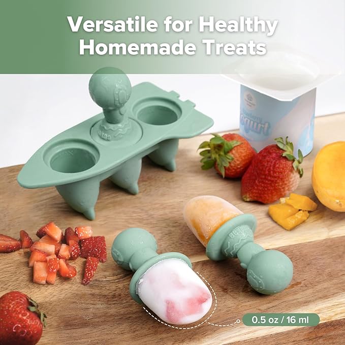 Haakaa Astronaut Ice Pop Mould Set – Mini Silicone Breastmilk Popsicle Molds with Sticks, Anti-Choking Design, Ideal for Baby Teething Relief, Frozen Breastmilk Treat Maker for Infant