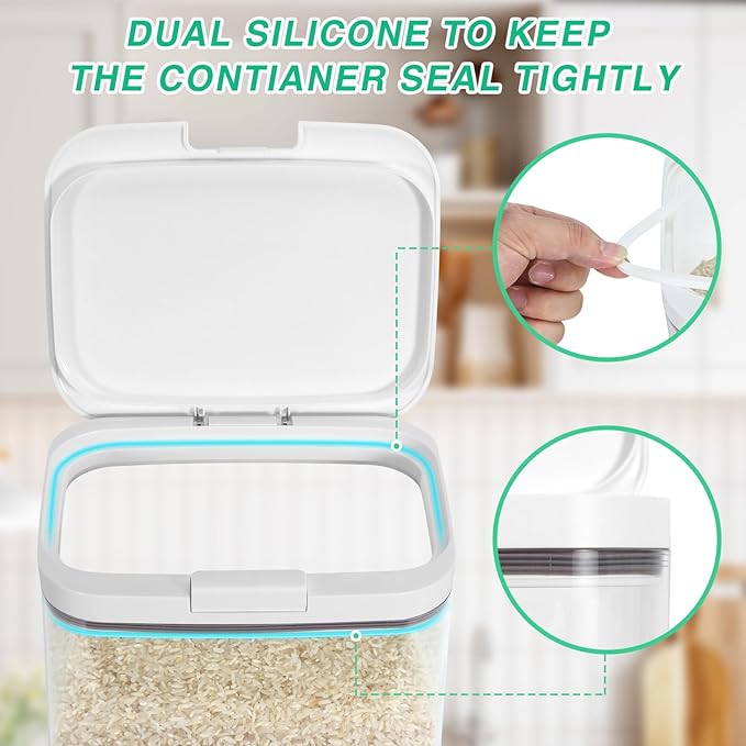 Flour Sugar Storage Containers, 2Pack 2.9 Qt + 4.75 Qt Food Storage Container with Pop-to-Flip Lids for Rice Dog Food Dog Treat Storage, Kitchen Organizers and Storage
