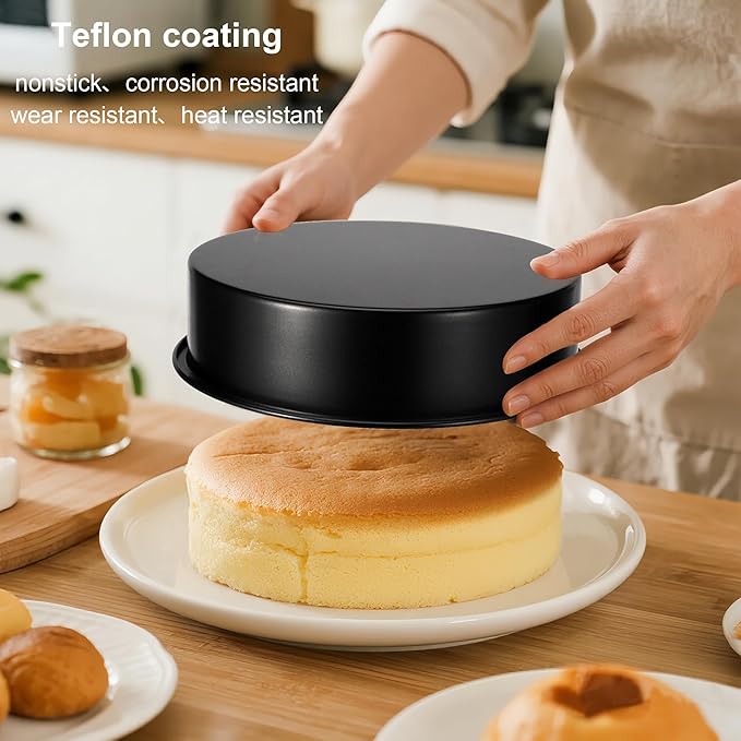 8 Inch Cake Pan Set of 3, Nonstick Baking Pans Set with 100PCS Pre-cut Parchment Paper for Layer Cakes, Durable Round Cake Pans Sets for Baking for Birthday Christmas, Dishwasher Safe