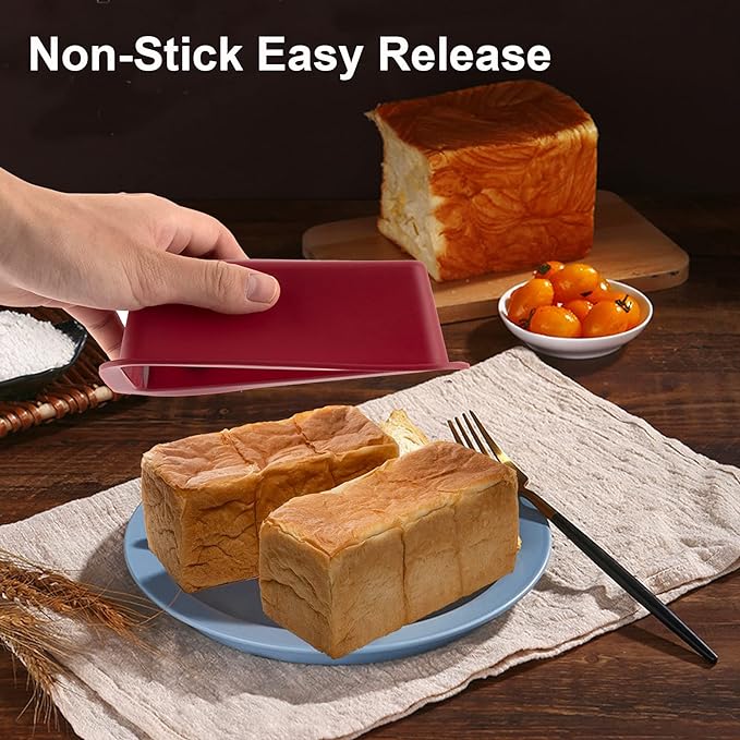 Silicone Mini Loaf Pan Set of 4, NonStick Easy Release Rectangle Silicone Mini Cake Pan for Baking Bread, Flexible BPA Free Silione Baking Mold and Bread Mold, Toast Pan, Brownie Loaf Pan, Cake Mold…