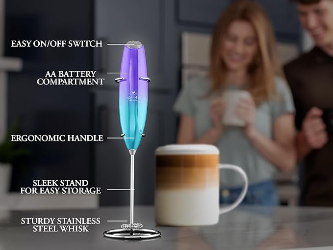 Zulay Kitchen Executive Series Luxury Gift Milk Frother – Handheld Electric Foam Maker for Coffee, Lattes & Hot Chocolate – Deluxe Finish, Ideal Gift for Coffee Lovers