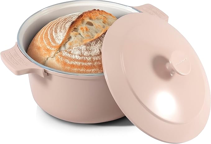 Gotham Steel 5 Qt Lightweight Ceramic Dutch Oven Pot with Lid, Nonstick Sourdough Dutch Oven for Bread Baking, 10 in 1 Stock Pot Ovens for Pasta, Spaghetti, Bread and More, Pots for Cooking