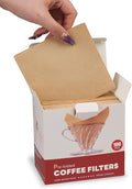 Pre-folded Unbleached Cone Coffee Filters, 100 Count Disposable Paper Filters Compatible with Hario V60 Size 02 Drippers, Bodum & 1-5 Cups Pour Over and Drip Coffee Makers
