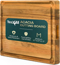 Yes4All Durable Acacia Cutting Boards for Kitchen, [17''Lx13''Wx1.5” Thick] Medium Edge Grain Cutting Board, Pre Oiled Wood Cutting Boards, Thick Chopping Board w/Juice Grooves and Easy Grip Handle