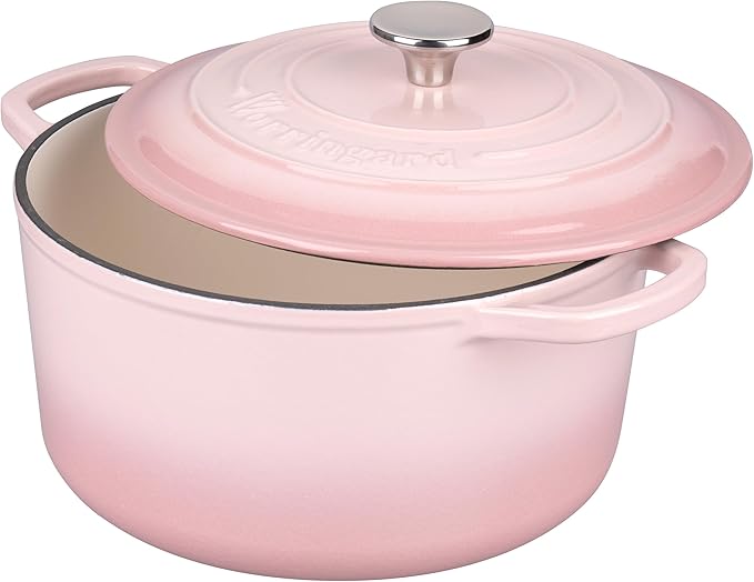 Enameled Cast Iron Dutch Oven Pot with Lid, for Sourdough Bread Baking, Round Dutch Ovens, 4.5 Quart, Pink