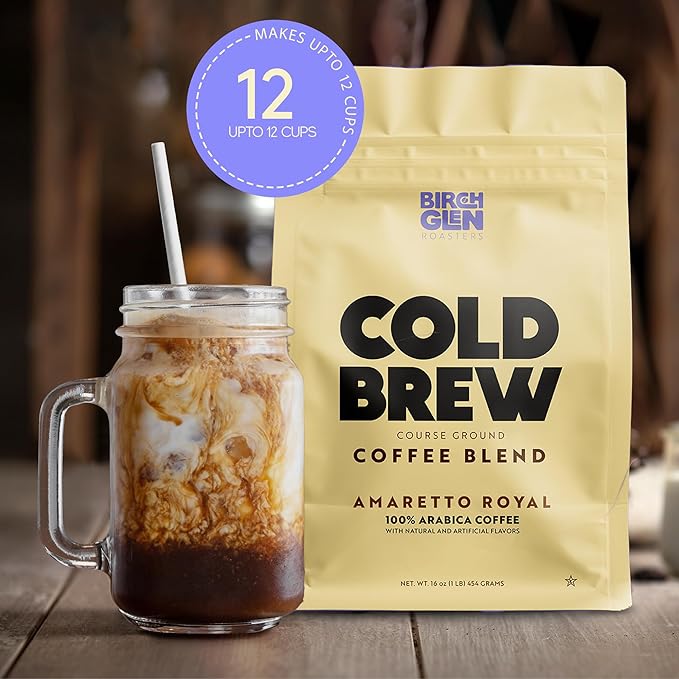 Birch Glen Roasters Cold Brew Coffee | Flavored Coarse Ground Coffee | Medium Roast | Artisanal Roasting | 100% Arabica |1 LB Bag | Snickerdoodle