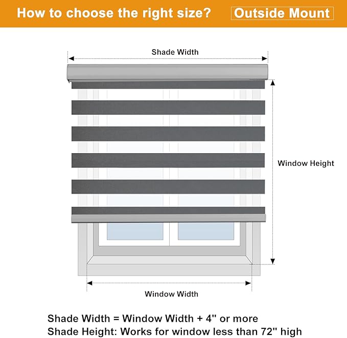 Persilux Cordless Zebra Blinds for Windows (59" W X 47" H, Grey) Free-Stop Dual Layer Roller Windows Shades for Day and Night, Light Filtering Sheer Shades for Home, Easy to Install