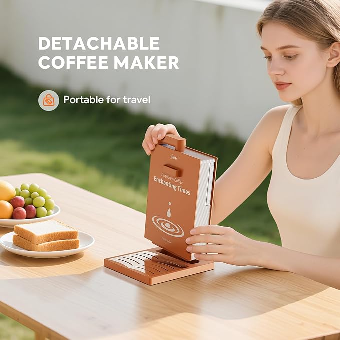 Portable Detachable One Cup Coffee Maker,Automatic Pour Over Coffee Maker, Portable Drip Coffee Maker with Reusable Filter for Home,Office,Hotel,Traveling or Business Trip,300ml,10oz