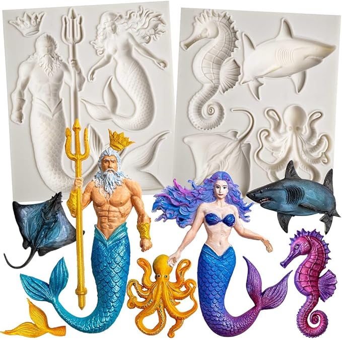 Mermaid and Sea Creatures Clay Molds for Crafts