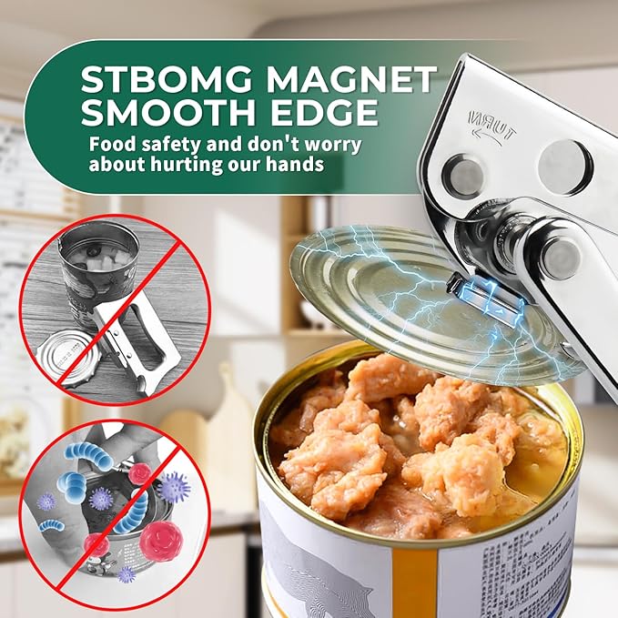 Commercial Can Opener Manual Heavy Duty Stainless Steel Handheld Smooth Edge Can Opener for Seniors for Kitchen