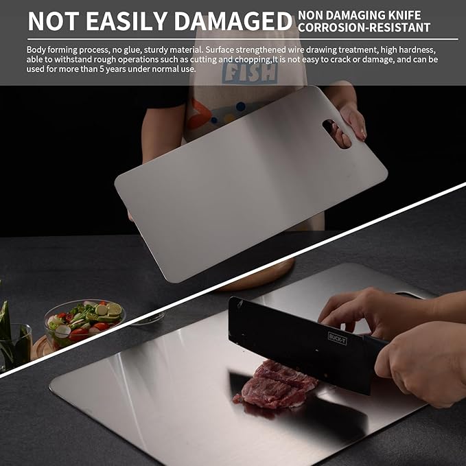 Katuchef Titanium Cutting Board 2025 New Upgrade Pure Titanium Cutting Boards for Kitchen Double Sided Cutting Boards Non Toxic,Hygiene Durable Chopping Board Suitable for Dishwasher Safe(M+L)