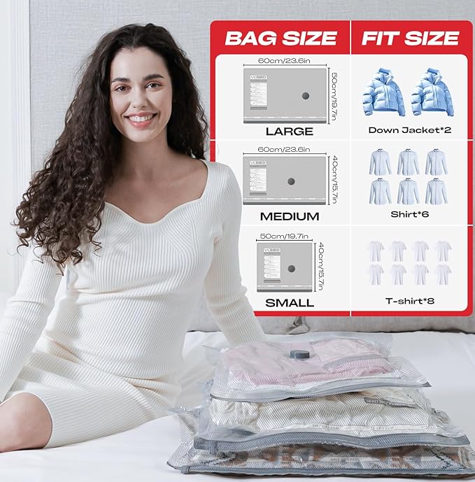 Travel Vacuum Storage Bags with Rechargeable USB Pump, 15 Pack Carry-On Size Compression Packing Bags for Luggage and Suitcase, Space Saver for Clothes and Clothing Travel