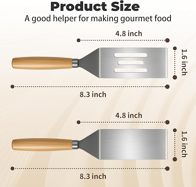 Small Spatula,Stainless Steel Spatula,Metal Spatula for Cooking with Heat Resistant Handle,Metal Spatulas for kitchen use for Pancakes、Lasagna、Brownies、Cake and Cookie (2 PCS)