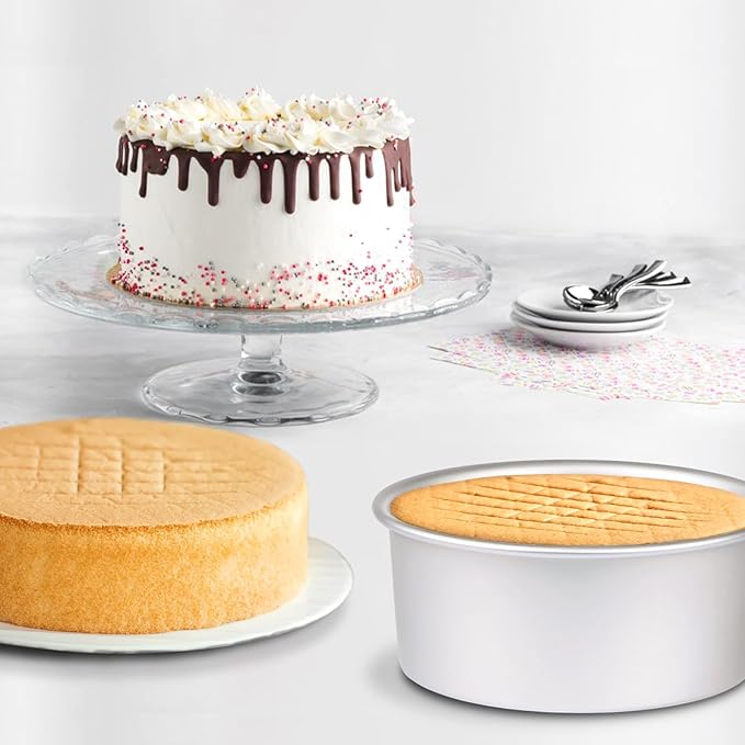 HomeMall 4 x 2 inch Round Cake Pan Set of 4, Aluminum Baking Pans for Mini Cakes, Heavy Duty Non-Stick, Evenly Baking Tools for Home Kitchen, Birthday Wedding Anniversary