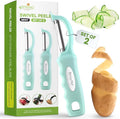 Spring Chef Premium Stainless Steel Vegetable Peeler, Dishwasher Safe Potato Peelers for Kitchen with Soft Grip Handle, Perfect for Apple, Fruit, Veggie, Carrot, Cucumber, Ginger - Set of 2 - Mint
