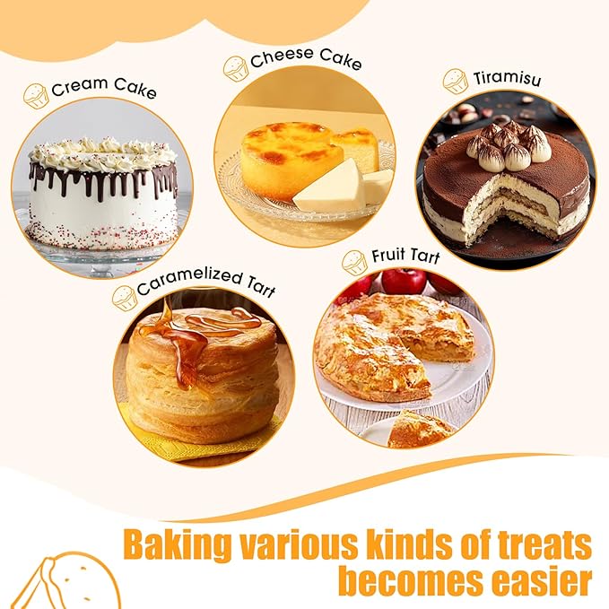 8" Round Cake Pan, 3PCS Nonstick Cake Pans with 100 PCS Parchment Paper, Carbon Steel Cake Baking Pans with Handle, Dishwasher Safe