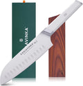 7 Inch All-Purpose Santoku Knife, German X50CrMoV15 Steel, Comfortable Handle, Razor Sharp Edge, Gifted Sheath, Outdoor Cooking (RUPA)