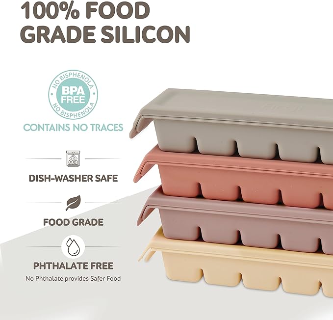 Silicone Freezer Trays with Lid, 1oz 6 Section - Leak Proof Silicone Freezer molds for Homemade Baby Food Breastmilk, Purees, Vegetables, Baby Food Jars Ice Tray with Lid BPA Free Pastel Pink