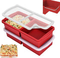 Silicone Freezer Trays with Lid,2-cup Soup Freezer Container large Ice Cube Molds with Reinforced Steel Ring Top for freezing Soup Sauce Broth Leftovers oven Dishwasher -Safe (red)