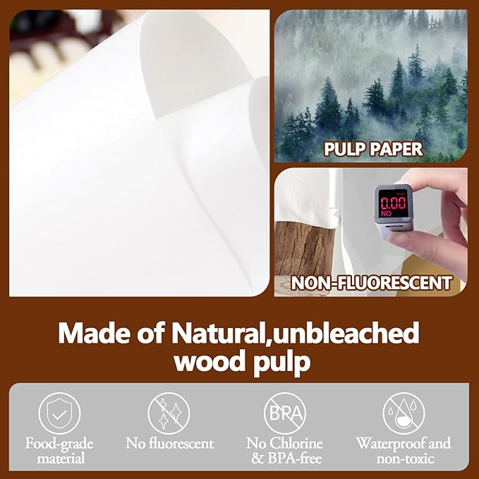 200PCS Thickened Precut Parchment Paper Sheets,12×16 In Heavy Duty Non-Toxic & Unbleached Parchment Baking Paper, Parchment Paper for Baking, Grilling, Comes in Convenient Packaging