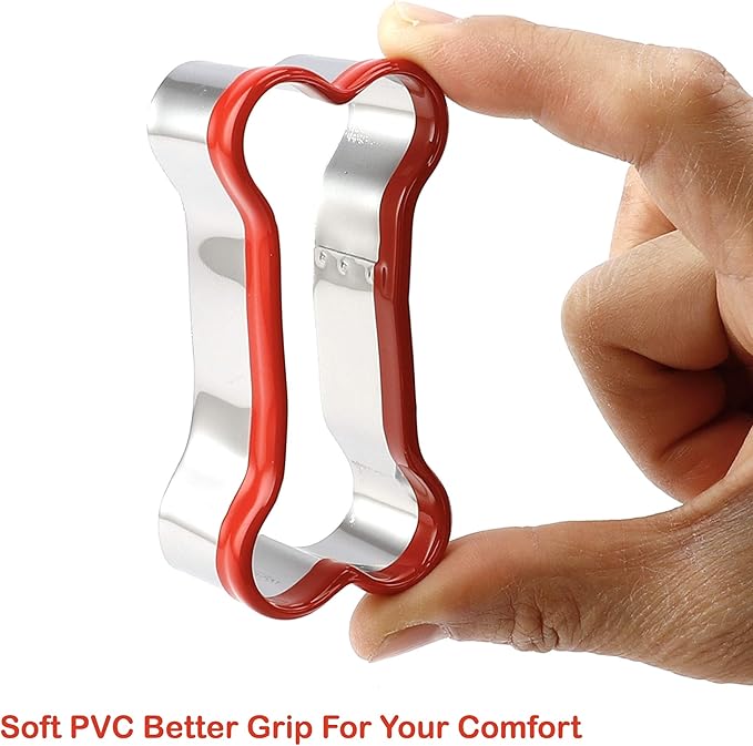 3-Piece Dog Bone Cookie Cutters Set - Dog Treats Cutters, Bone Shapes, 2.4" to 3.9" Soft PVC Coated
