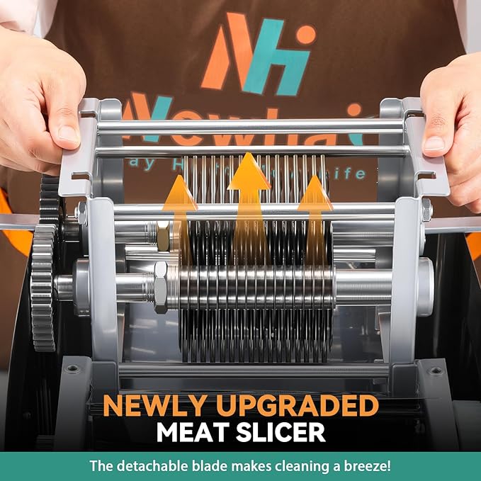 Newhai 850W Meat Cutter Machine 5mm Electric Meat Slicer Shredded Cutting Machine Stainless Steel 330lb/h for Boneless Pork Chicken Fish for Family Commercial Use (Meat thickness: 5mm)