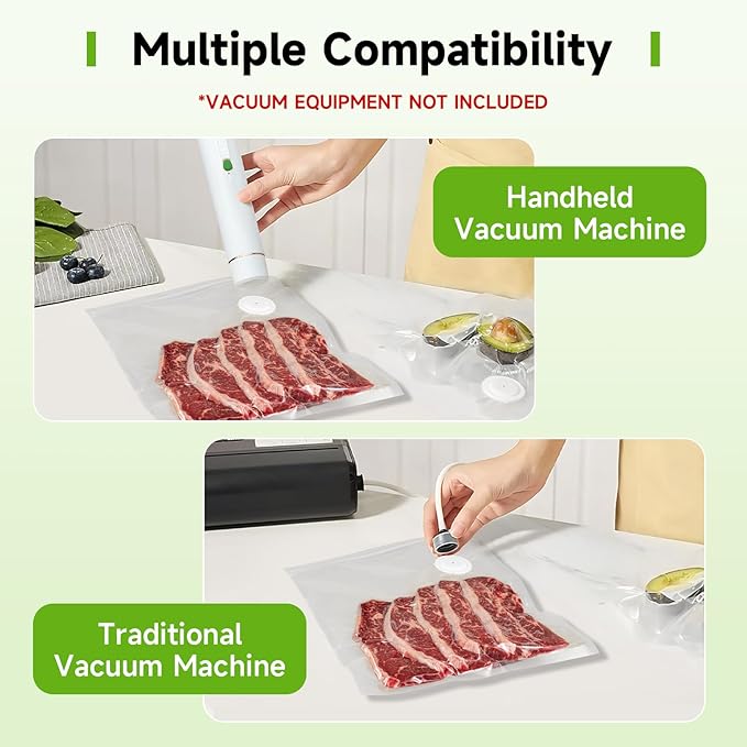 Vacuum Sealer Bags, 40 Reusable Vacuum Sealer Bags for Food, BPA-Free, Meal Prep and Sous Vide Cooking,Works for Handheld Sealer and Vac Sealer Machine with External Vacuum Systems