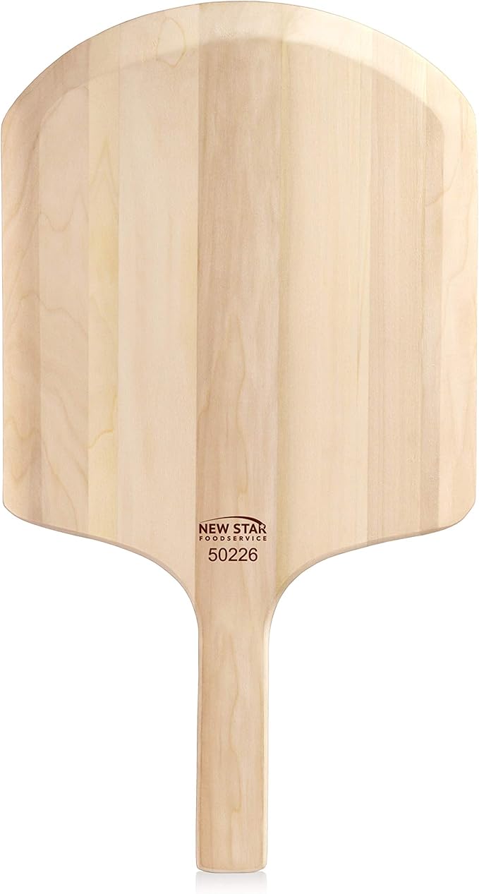 New Star Foodservice 50226 Restaurant-Grade Wooden Pizza Peel, 14" L x 12" W Plate, with 8" L Wooden Handle, 22" Overall Length