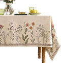 ISAENNE Designer Off White Linen Small Square Tablecloth,Floral Elegant Table Cloth,Stain Resistant Vintage Decor Tablecloths for Dining Thanksgiving Kitchen Christmas,55"*55"-Serenity G