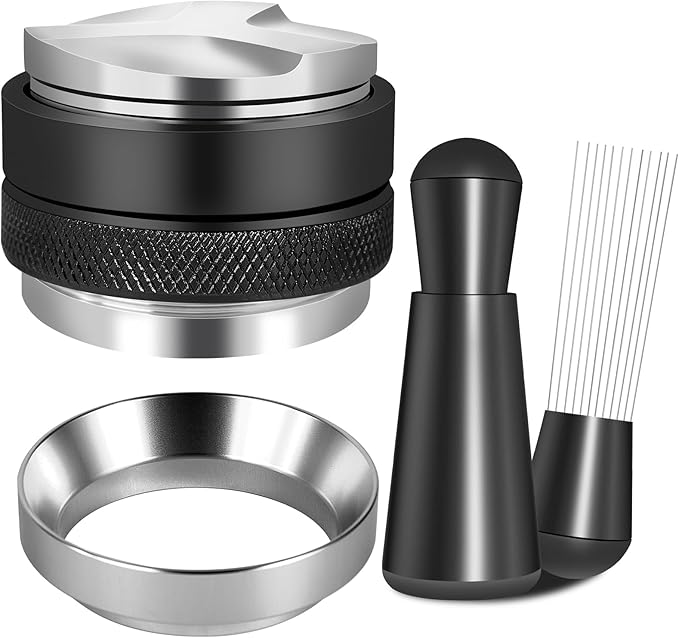 58mm Espresso Accessories Kit, Coffee Distributor and Tamper Leveler, WDT Tool and Dosing Funnel Set Fits 58 mm Espresso Machines and Portafilters