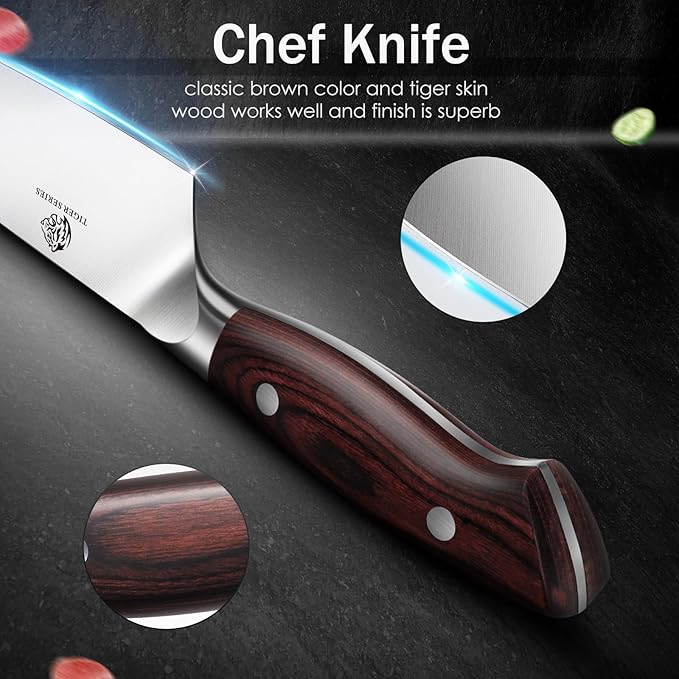 DDF iohEF Chef Knife Sharp Kitchen Knife 8 inch Japanese Stainless Steel Professional Cutting Knife Ultra-sharp Chef's Cooking Knife with Non-slip Ergonomic Handle and Gift Box
