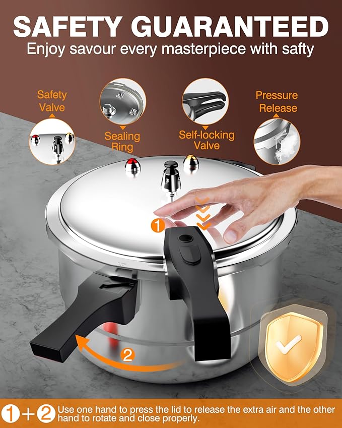 WantJoin 11Qt Aluminum Pressure Cooker w/Release Valve & Multiple Protective Devices,Pressure Canner Compatible with Gas & Induction Cooker,Canner Rack Included