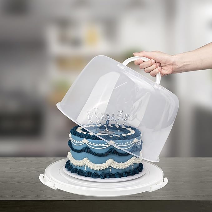 TMRIOPELP Tall Cake Carrier with Lid and Handle Insulated Cake Container Cake Transport Carrier Ideal for Pies Cupcakes and Pastries Perfect for Safe and Secure Cake Delivery (Red, 12 inch)