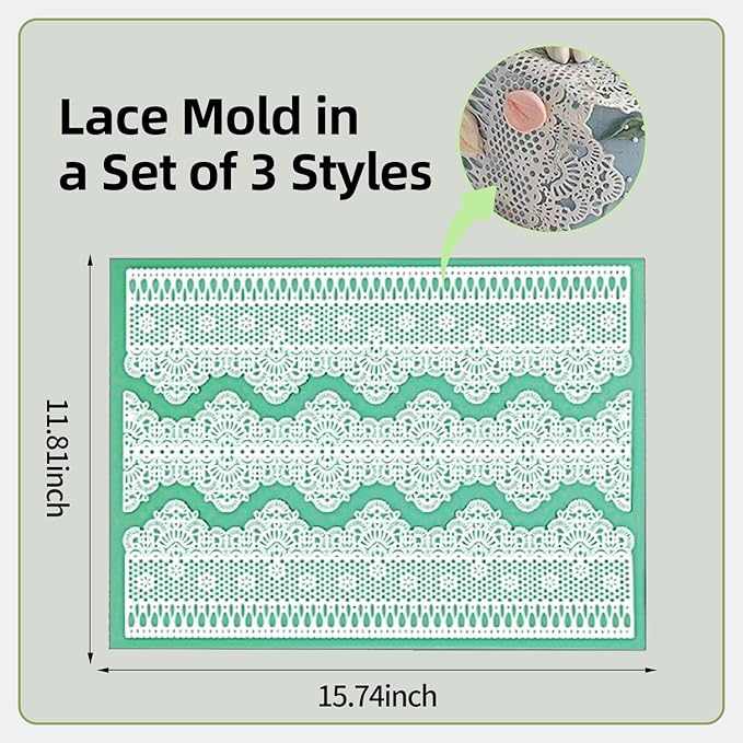 GROWTAIL Lace Molds Silicone,Cake Fondant Embossing Mat,Lace Molds for Cake Decorating Edible Lace