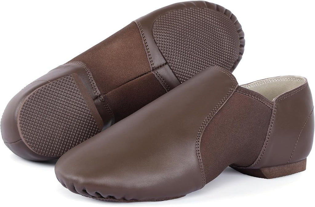 Linodes Unisex Leather Upper Jazz Shoe Slip-on for Women and Men's Dance Shoes