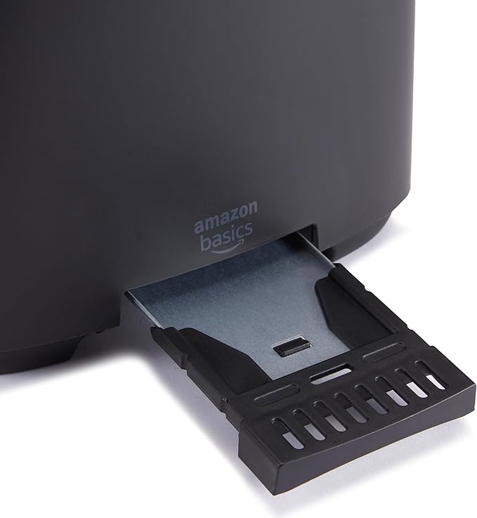Amazon Basics 2 Slice Toaster, With 7 Browning Settings, Extra Wide Slots For Bagels and Special Breads, Removable Easy-to-Clean Crumb Trays, Cancel/Defrost/Bagel Buttons, 800W, Black & Silver