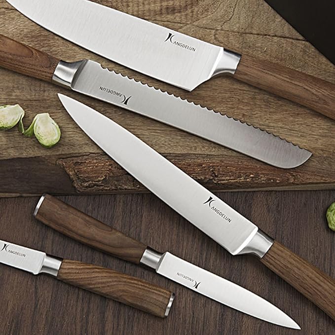 Natura Series 15 PCS Knife Block Set, Ultra Sharp High Carbon Stainless Steel with Wooden Handle