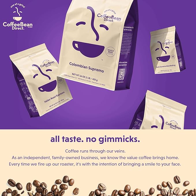 Coffee Bean Direct Organic Fair Trade Espresso Blend, Whole Bean Coffee, Dark Roast, 1 Pound Bag (Pack of 1)