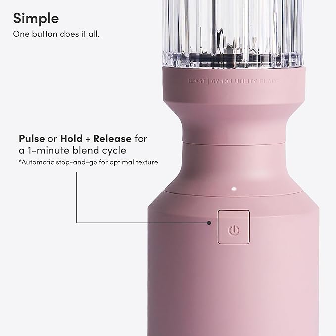 Beast Mighty 850 | Premium Compact Personal Blender | Smoothies, Shakes, Dressings, Sauces, Desserts, Dips | Blends Ice and Frozen Fruit | Includes Extra Lids and Straws | 850W (Lilac)